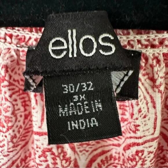 Ellos bohemian red & white balloon sleeve peasant tunic cotton plus size - Picture 4 of 9
